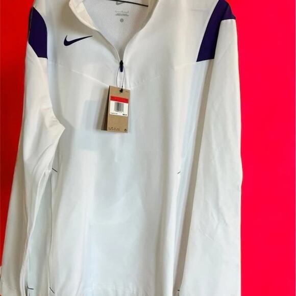 Nike, men's size L men’s 1/4 zip jacket, off white / white and purple - Picture 2 of 12